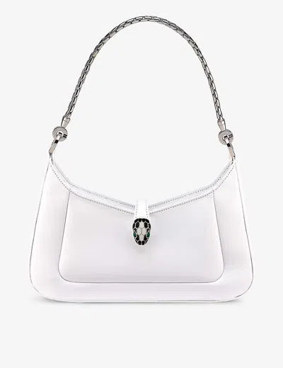 Bvlgari Womens White Serpenti Baia Small Leather Shoulder Bag
