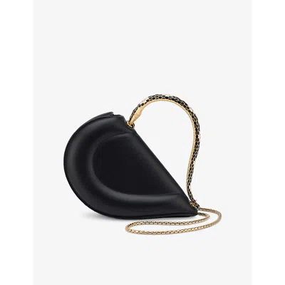 Bvlgari Womens  Serpenti Cuore 1968 Leather Top Handle Bag In Black