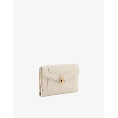 Bvlgari Womens White Serpenti Forever Compact Leather Wallet In Neutral