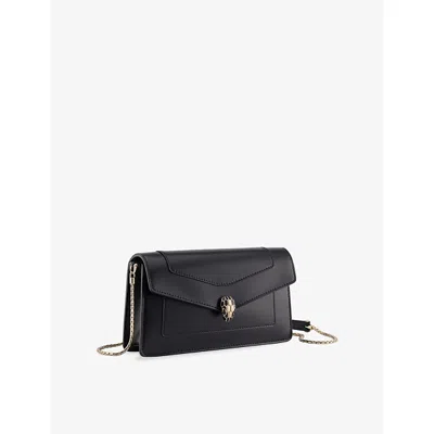 Bvlgari Womens Black Serpenti Forever Leather Chain Wallet