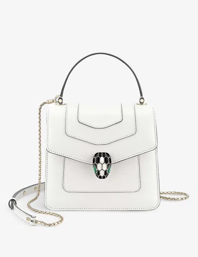 Bvlgari Womens White Serpenti Forever Leather Top-handle Bag