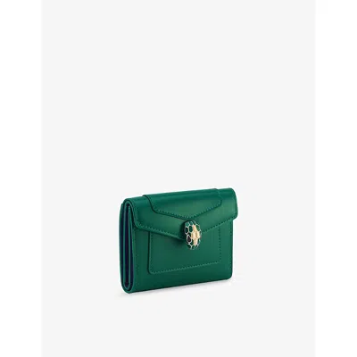 Bvlgari Womens Green Serpenti Forever Leather Wallet In Brown