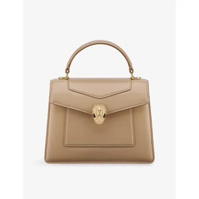 Bvlgari Womens Beige Serpenti Forever Medium Leather Top-handle Bag In Sand