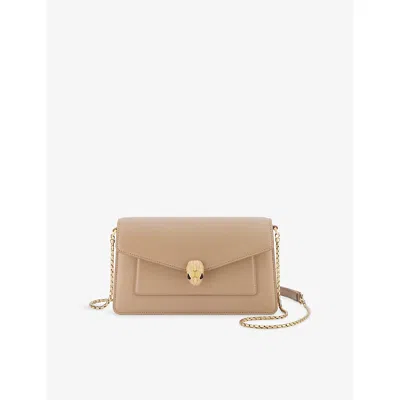 Bvlgari Womens Beige Serpenti Forever Small Leather Shoulder Bag In Sand