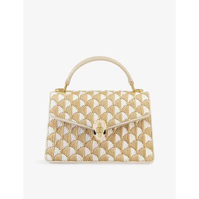 Bvlgari Womens  Serpenti Forever Suede Top-handle Bag In White