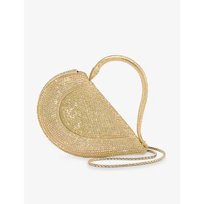 Bvlgari Womens Gold Serpenti Cuore Embellished Leather Top-handle Bag