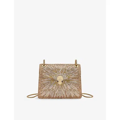 Bvlgari Womens Gold Serpenti Forever Day-to-night Small Crystal And Suede Shoulder Bag