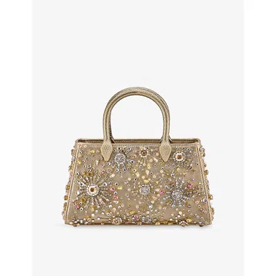 Bvlgari Womens Gold Serpentine Duette Crystal-embellished Top-handle Bag