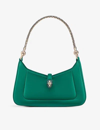 Bvlgari Womens Green Serpenti Baia Small Leather Shoulder Bag