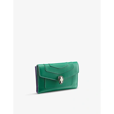 Bvlgari Womens Green Serpenti Forever Leather Bifold Wallet