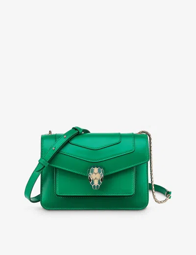 Bvlgari Womens Green Serpenti Forever Leather Cross-body Bag