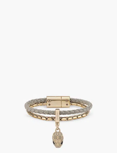 Bvlgari Womens Grey Dark Serpenti Forever Leather Bracelet