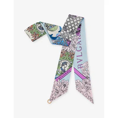 Bvlgari Womens Light Blue Alchemist Shelley Printed Silk-twill Scarf