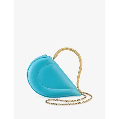 Bvlgari Womens Light Blue Serpenti Cuoricino Mini Leather Top-handle Bag