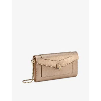 Bvlgari Womens Light Gold Serpenti Forever Metallic-leather Chain Wallet
