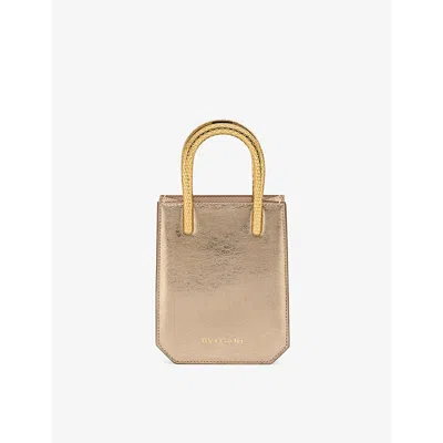 Bvlgari Womens Light Gold Serpentine Mini Metallic-leather Tote Bag