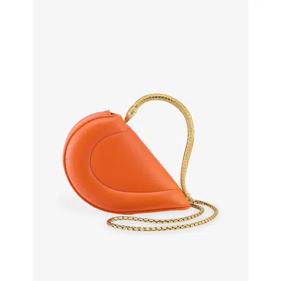 Bvlgari Womens Orange Serpenti Cuoricino Mini Leather Top-handle Bag