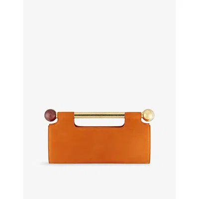 Bvlgari Womens Orange Tubogas Spheres Leather Clutch