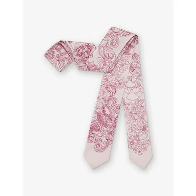 Bvlgari Womens Pink Heritage Alchemist Slim Silk Scarf