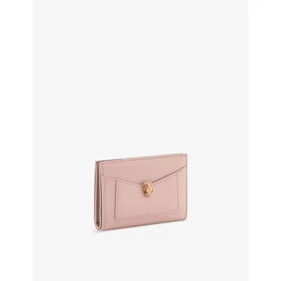 Bvlgari Womens Pink Serpenti Forever Folded Leather Card Holder