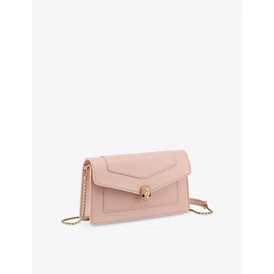 Bvlgari Womens Pink Serpenti Forever Leather Wallet-on-chain