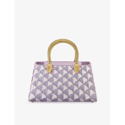 Bvlgari Womens Purple Serpentine Duette Raffia Tote Bag