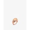 Bvlgari Womens Rose Gold Cabochon 18ct Rose-gold And 0.59ct Demi Pavé-diamond Ring In Rose Gold