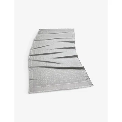Bvlgari Womens Silver Lettere Maxi Logo-print Metallic Silk And Wool-blend Stole In Silver