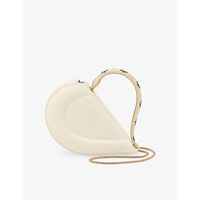 Bvlgari Womens  Serpenti Cuore 1968 Leather Top Handle Bag In White