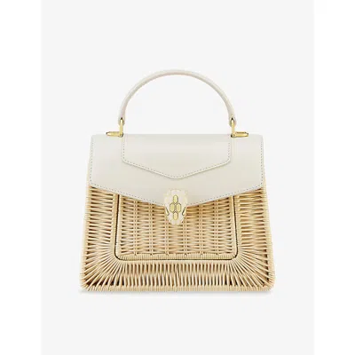 Bvlgari Womens White Serpenti Forever Leather Top-handle Bag In Neutral
