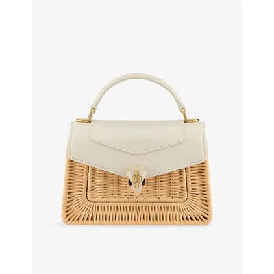 Bvlgari Womens White Serpenti Forever Mini Leather And Calla Crystal Top-handle Bag In Multi