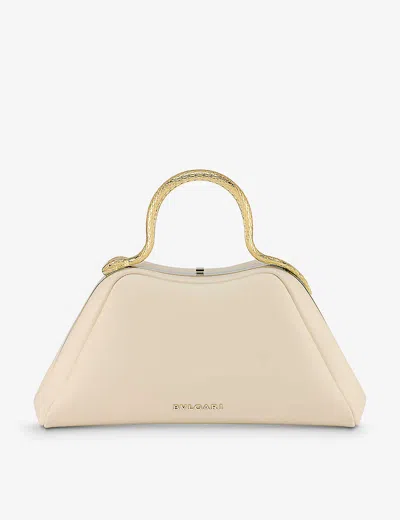Bvlgari Serpentine Leather Top-handle Bag In White