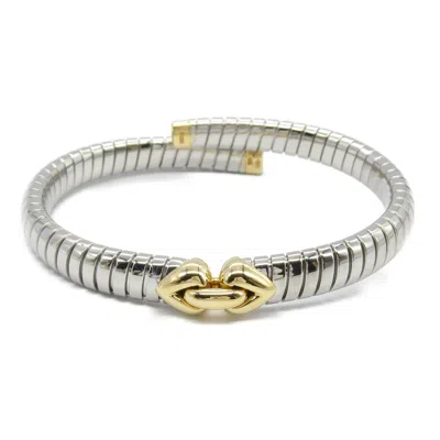 Pre-owned Bvlgari Yellow Gold (18k) Stainless Steel Bangle () In Silver