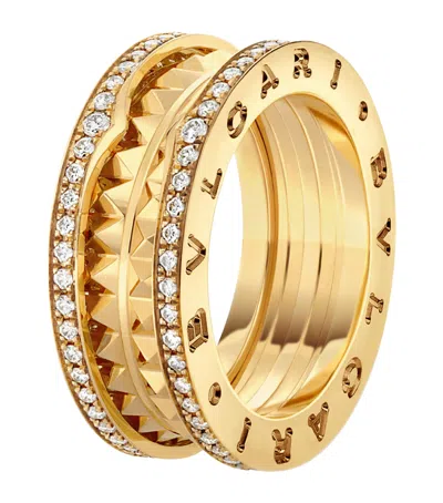Bvlgari Yellow Gold And Diamond B. Zero1 Rock Two-band Ring