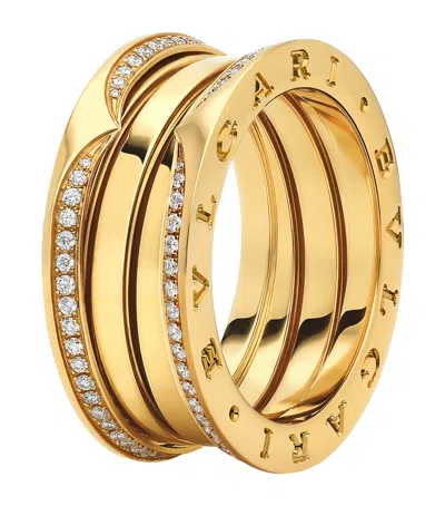 Bvlgari Yellow Gold And Diamond B. Zero1 Three-band Ring