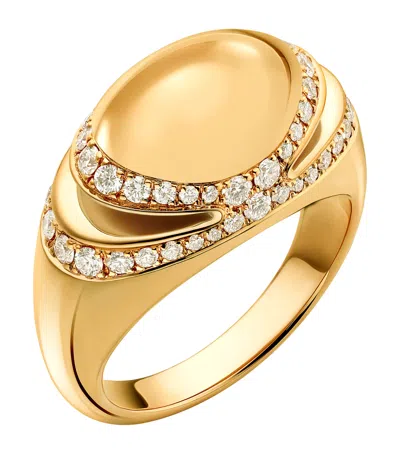 Bvlgari Yellow Gold And Diamond Cabochon Ring