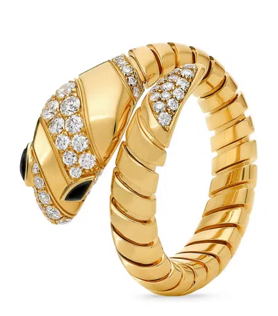 Bvlgari Yellow Gold And Diamond Serpenti Ring