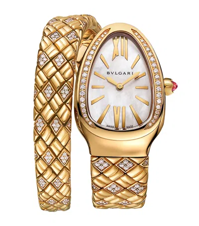 Bvlgari Yellow Gold And Diamond Serpenti Spiga Watch