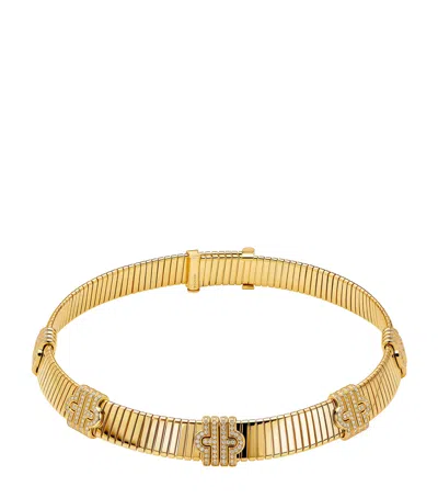 Bvlgari Yellow Gold And Diamond Tubogas Necklace
