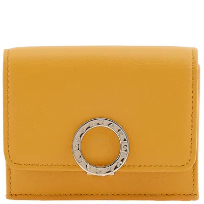 Bvlgari Yellow Mini Compact Leather Wallet