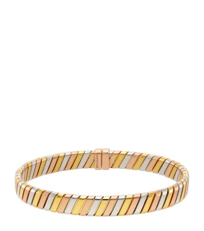 Bvlgari Yellow, Rose And White Gold Tubogas Bangle