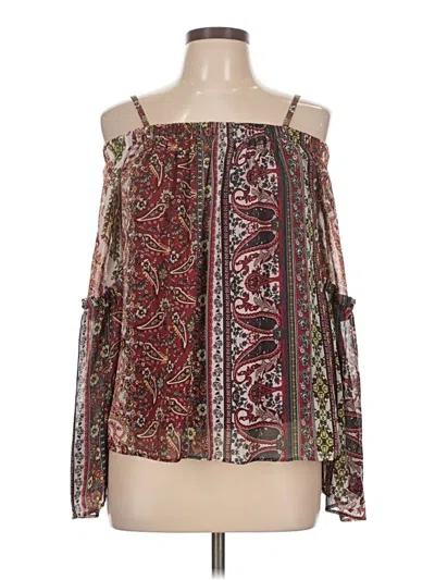 Pre-owned B.wear 3/4 Sleeve Blouse In Burgundy