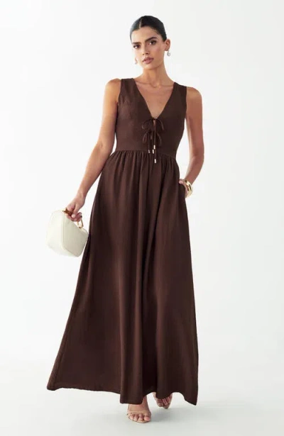 Bwldr Amber Maxi Dress In Brown
