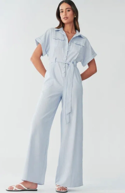 Bwldr Ara Linen Jumpsuit In Blue