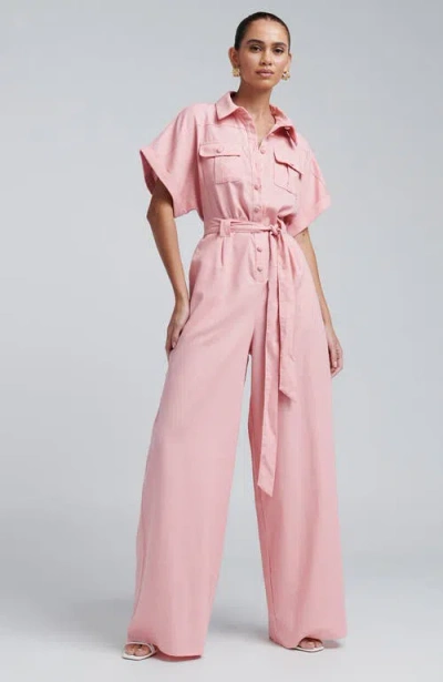 Bwldr Ara Linen Jumpsuit In Pink