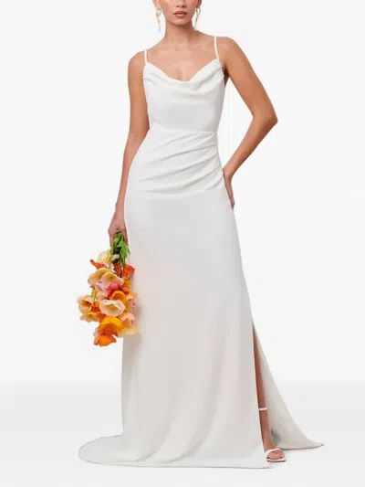 Bwldr Araminta Cowl-neck Gathered Maxi Dress In White
