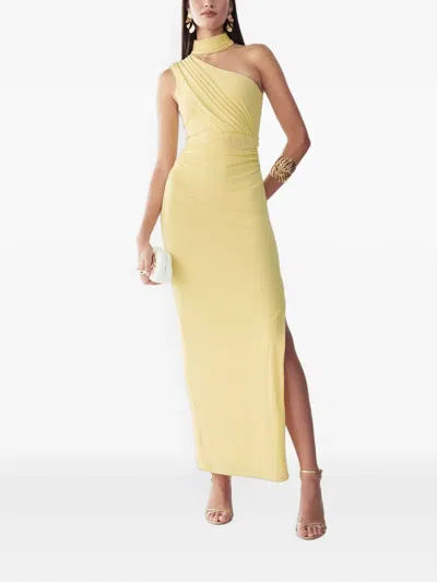 Bwldr Asymmetric-collar Maxi Dress In Yellow