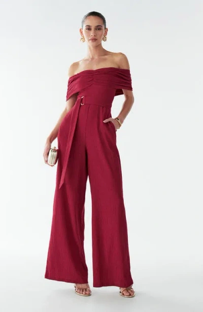 Bwldr Ava Jumpsuit In Burgundy