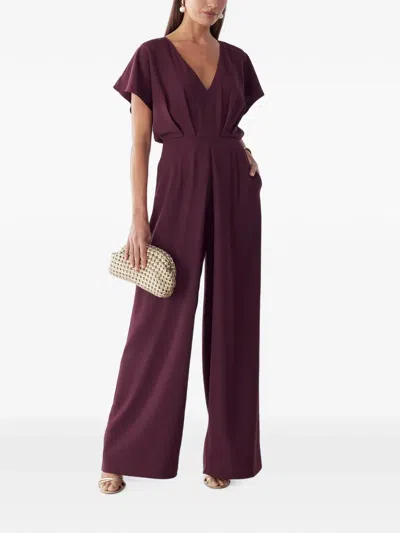Bwldr Azeliah Pleated V-neck Jumpsuit In Purple