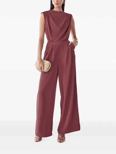 Bwldr Bailey Pleated Jumpsuit In Burgundy